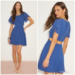 Lulus Medium Blissful Love Blue Cutout Mini Skater Dress Summer Party